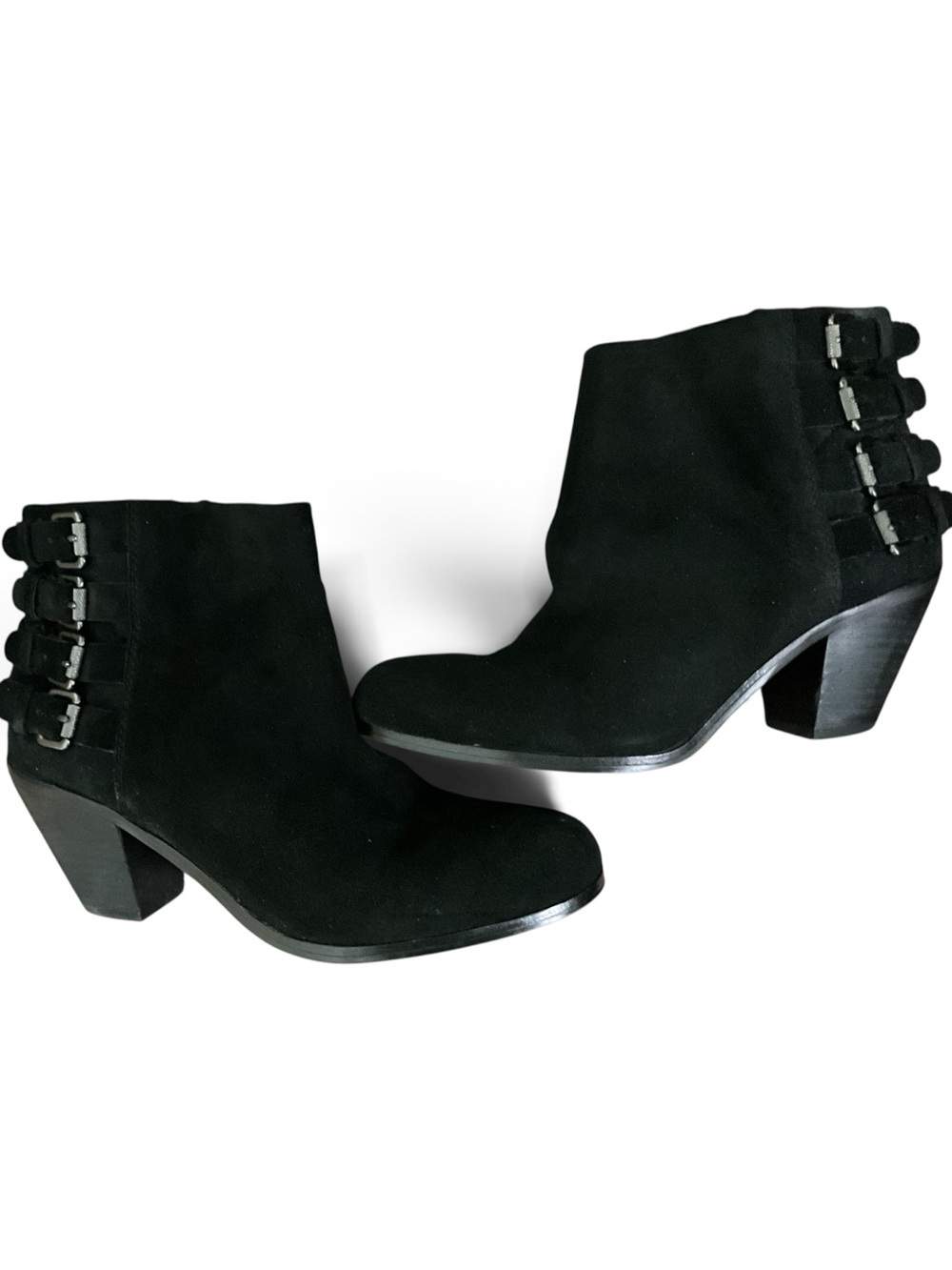 Sam Edelman Lucca Black Leather Ankle Boots Side Zip Size 8M
